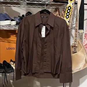 Zara Chocolate Brown Long Sleeve Shirt